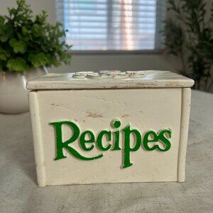 Vintage FTD Wooden Painted Recipe Box (1985) - Floral Design | Kitchen Decor